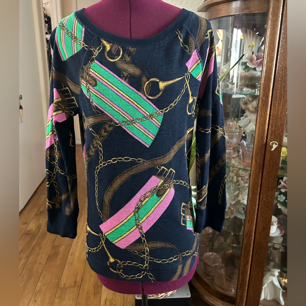 Lauren Jeans Company/ Ralph Lauren Long Sleeve Top With Chain Design.